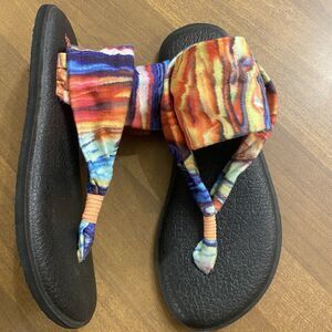 Sanuk Sandals Womens  Multicolor Yoga Sling 2 Thong Tie Dye Casual 8